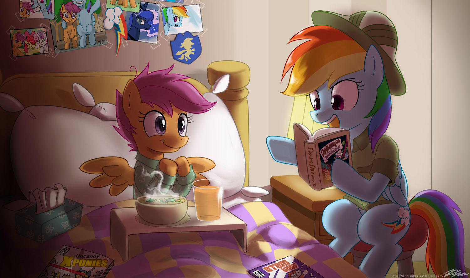 Dashie reading to a sick Scootaloo | My Little Pony: Friendship is