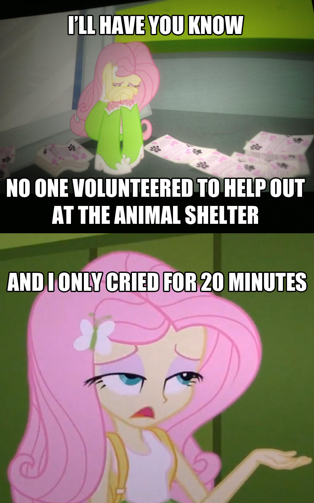 Equestria Girls Fluttershy tries to get into the Salty Spitoon My