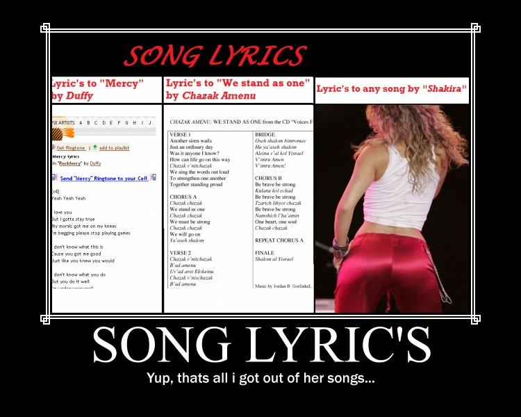 Shakira song lyrics Demotivational Posters Know Your Meme