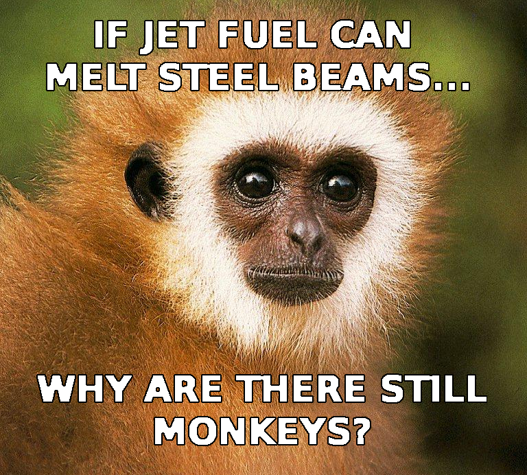 Monkeys and Steel Beams Jet Fuel Can't Melt Steel Beams Know Your Meme