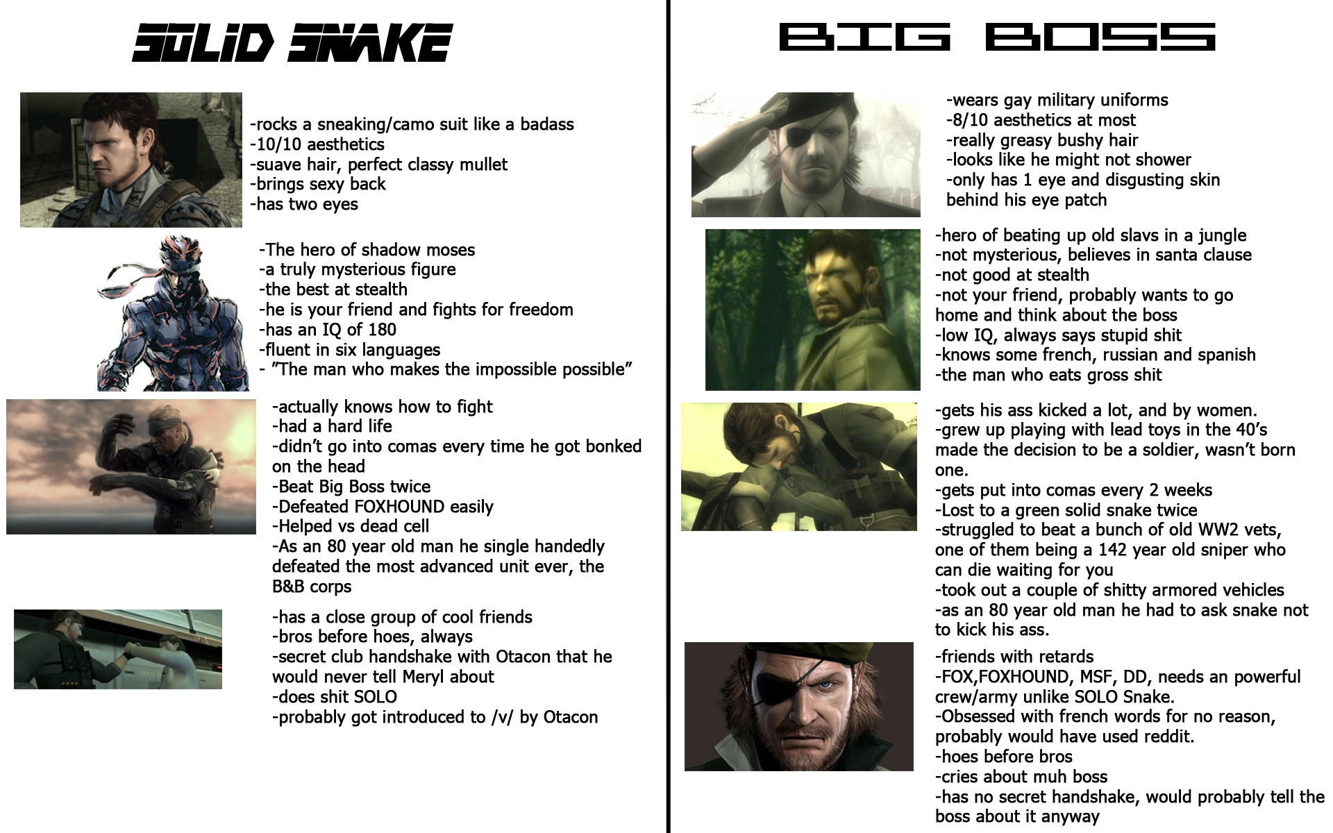 Big Boss vs Solid Snake Metal Gear Know Your Meme