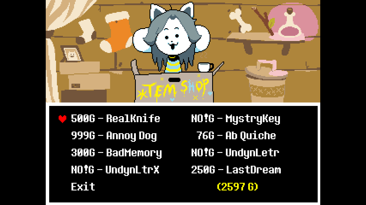 Tem prices for special items Undertale Know Your Meme