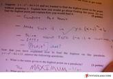 ile work to get credit 1. Suppose y= -6x +13 and we wanted to findthe highest point on the without graphing it Explain how yo