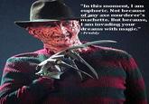 "In this moment, I am euphoric. Not because of any axe murderer's machette. But because, I am invading your dreams with magic." Freddy