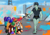 Casually Paint Spray Handsome Squidward Cop