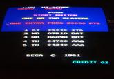 1-UP HI SCORE 08040 08040 PUSH START BUTTON ONE OR THO PLAYERS ONE EXTRA FROG 20000 PTS ST 08040 ITS 2 ND 07810 DAT 3 RD 06090 BOI 4 TH 04700 AAA 5 TH 04240 AAA SEGA 1981 CREDIT 03