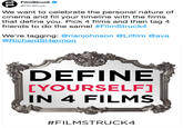 FilmStruck @FilmStruck We want to celebrate the personal nature of cinema and fill your timeline with the films that define you. Pick 4 films and then tag 4 friends to do the same! #FilmStruck4 We're tagging: @rianjohnson @Lilfilm @ava @RichardSHarmon DEFINE TYOURSELF IN 4 FILMS #FILMSTRUCK4