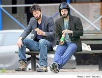 Sad Keanu in a Helmet