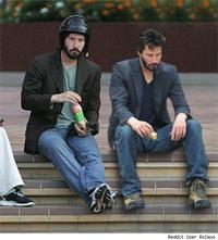 Sad Keanu in a Helmet