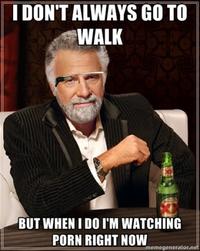 I don't always go to walk. But when I do I'm watching porn right now.