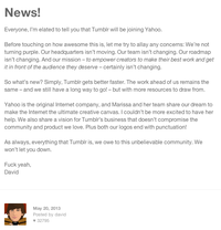 Yahoo Buys Tumblr
