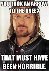 i took an arrow in the knee know your meme be9 i took an arrow in the knee know your meme