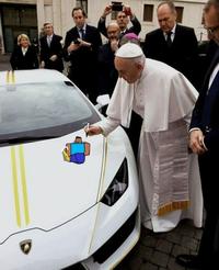 Pope Francis Signs a Lamborghini
