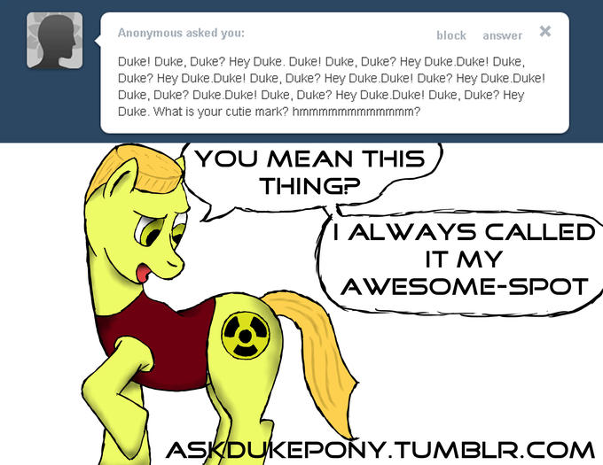 Duke pony's awesome-spot