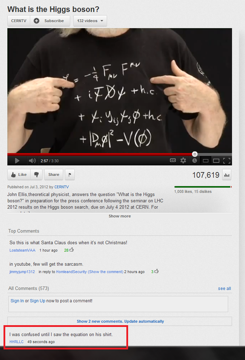 Higgs-boson Youtube Comment
