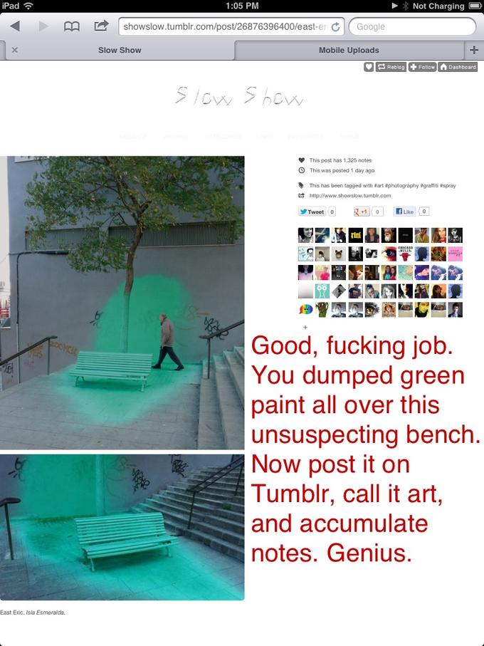 Nice going, Tumblr hipster