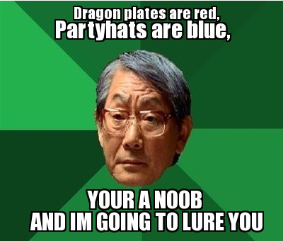 Dragon Platebodies are red, Partyhats are blue....