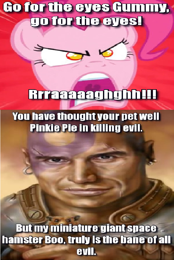 Pinkie Pie learns from the Master of kicking evil butt