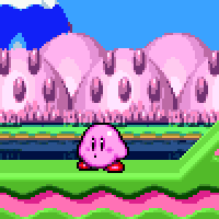 Kirby does not change facial expressions