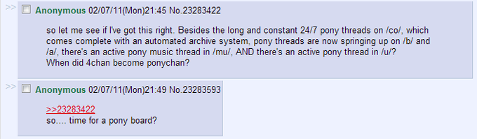The birth of Ponychan.