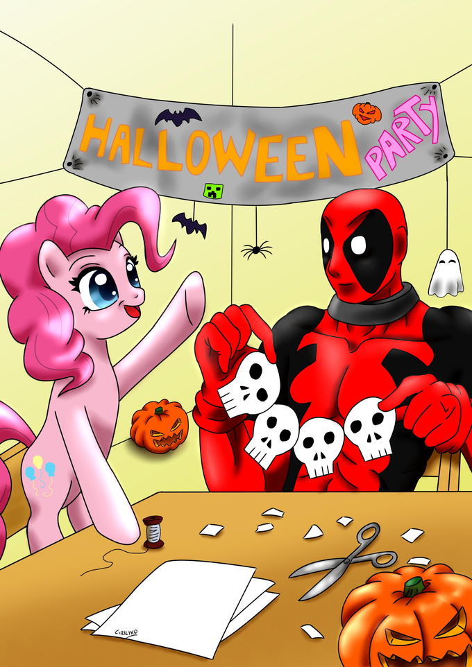 Pinkie Pie and Deadpool Does Halloween by CIRILIKO