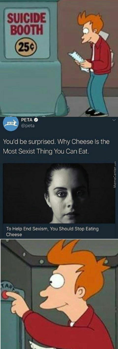 suicide booth meme about vegans claiming cheese is sexy suicide booth meme about vegans claiming cheese is sexy