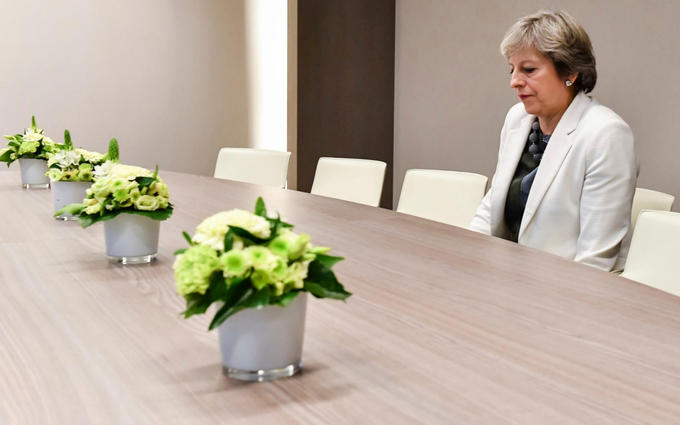 Original Lonely Theresa May photo that became meme Original Lonely Theresa May photo that became meme