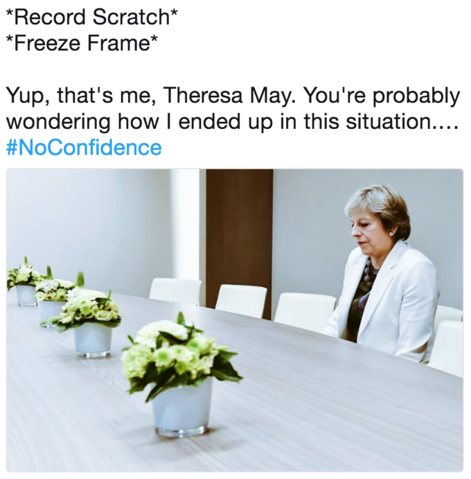 Lonely Theresa May meme of record scratch, yup thats me Lonely Theresa May meme of record scratch, yup thats me