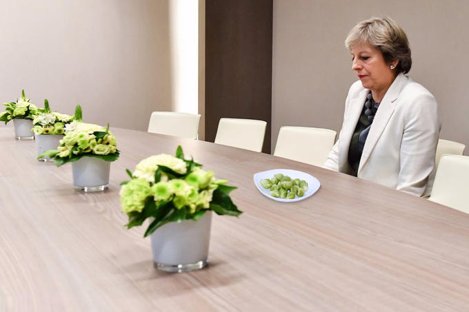 Lonely Theresa May eating Brussel sprouts Lonely Theresa May eating Brussel sprouts