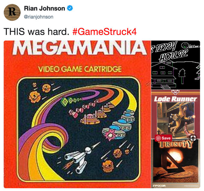 Rian Johnson @rianiohnson THIS was hard. #GameStruck4 VIDEO GAME CARTRIDGE Lode Runner |Save TRON