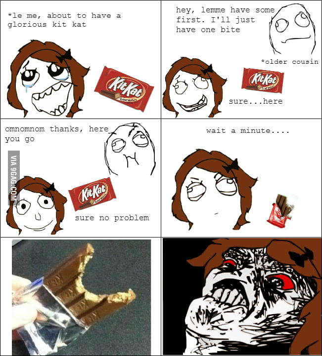 Rage Comic Eating KitKats the Wrong Way Know Your Meme