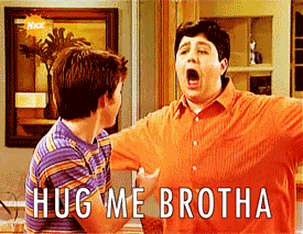 Image result for drake and josh hug me brotha gif