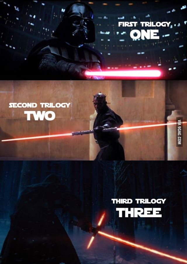How Many Lightsabers In A Trilogy Crossguard Lightsaber Know Your Meme
