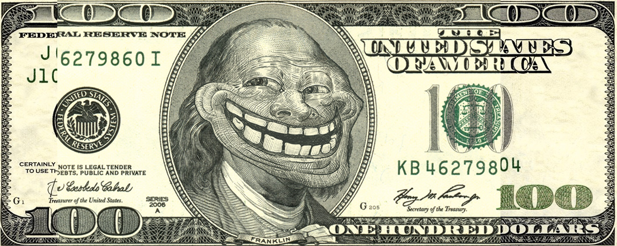 Trollface $100 Note Artwork | Trollface / Coolface / Problem? | Know