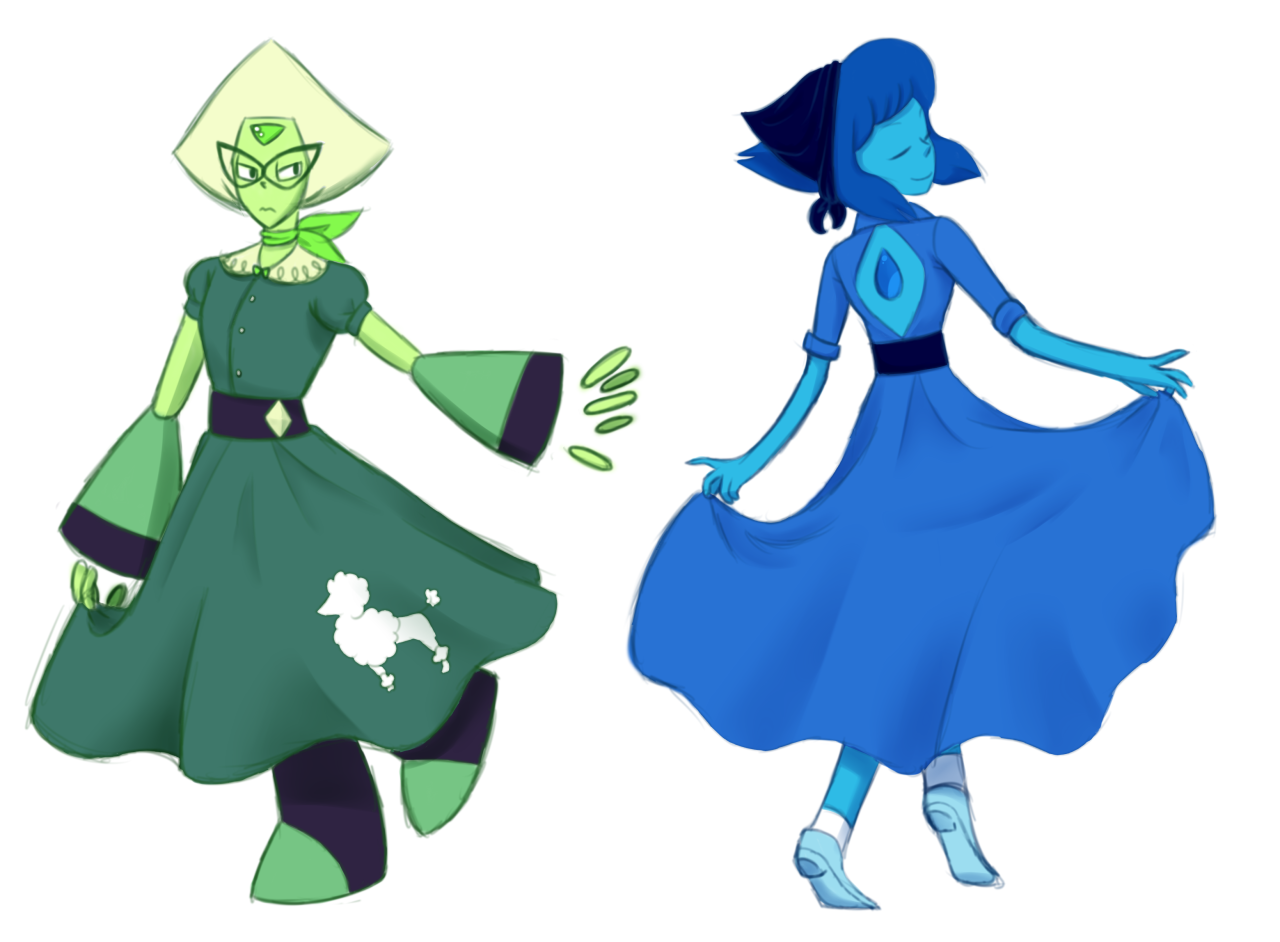 Peridot and Lapis in poodle skirts by MewShuu | Steven Universe | Know 