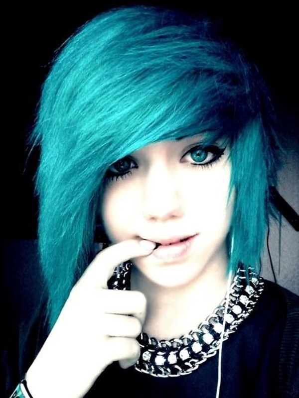 Emo Hairstyle On A Female Know Your Meme Hair Blue Human Color Eyebrow Hairstyle Black Bangs Coloring