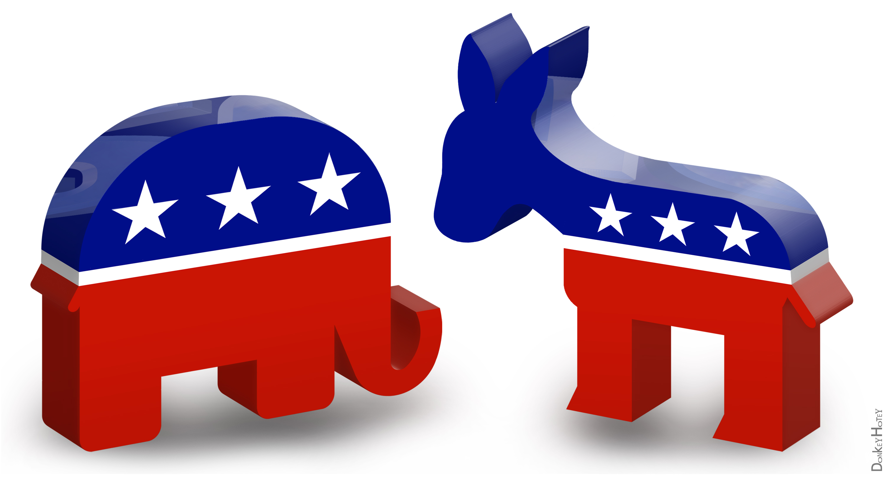 3D Shiny Republican Elephant And Democratic Donkey | Politics ...