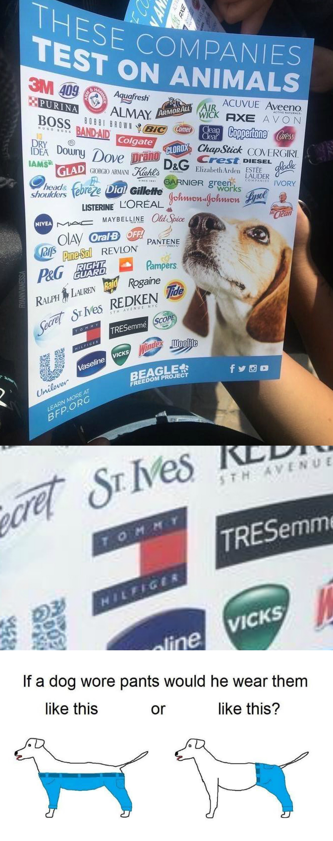 If These Companies Tested Pants On Dogs These Companies Test On Animals Know Your Meme