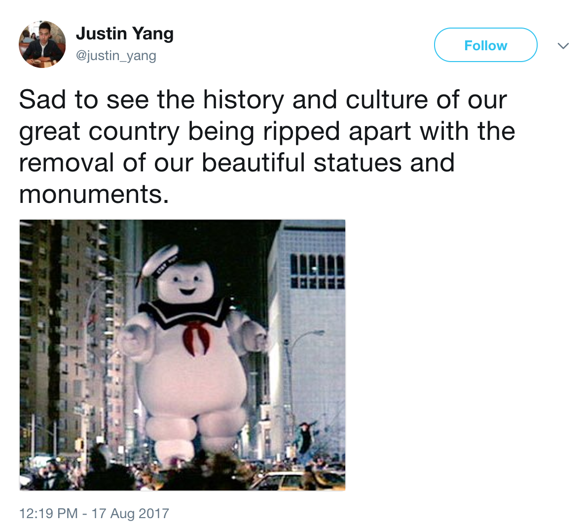 Stay Puff Marshmallow Man Confederate Statue Removals Controversy
