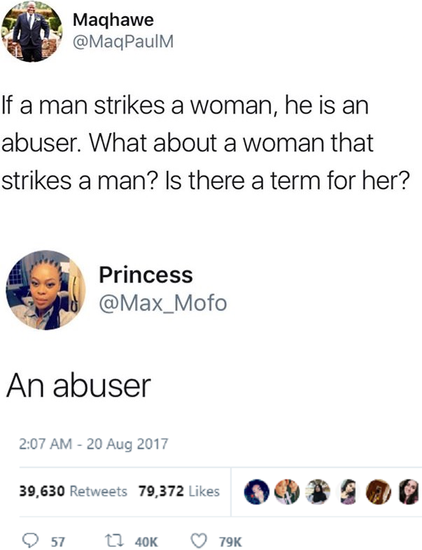 A woman that strikes a man