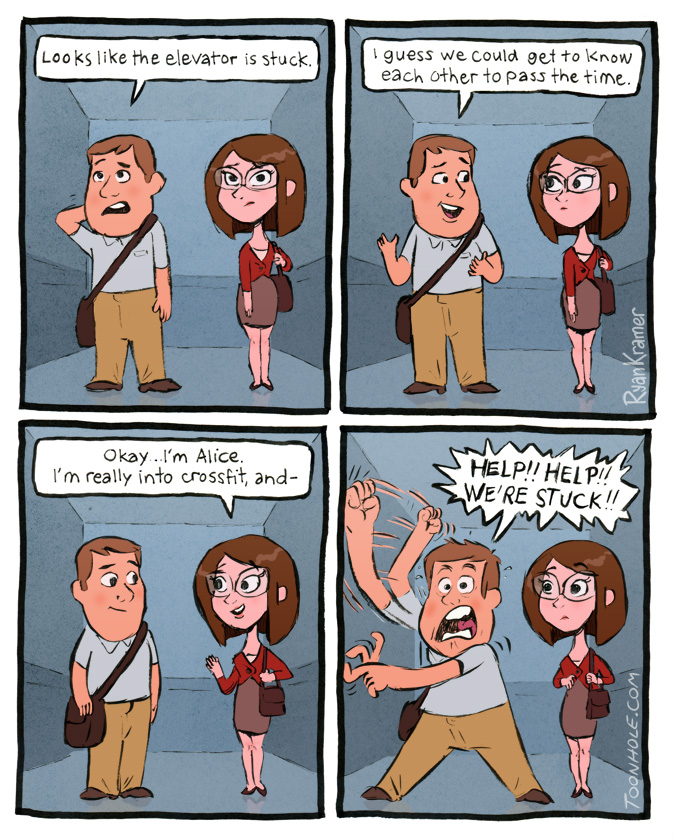Original comic by Toonhole Stuck in the Elevator Know Your Meme