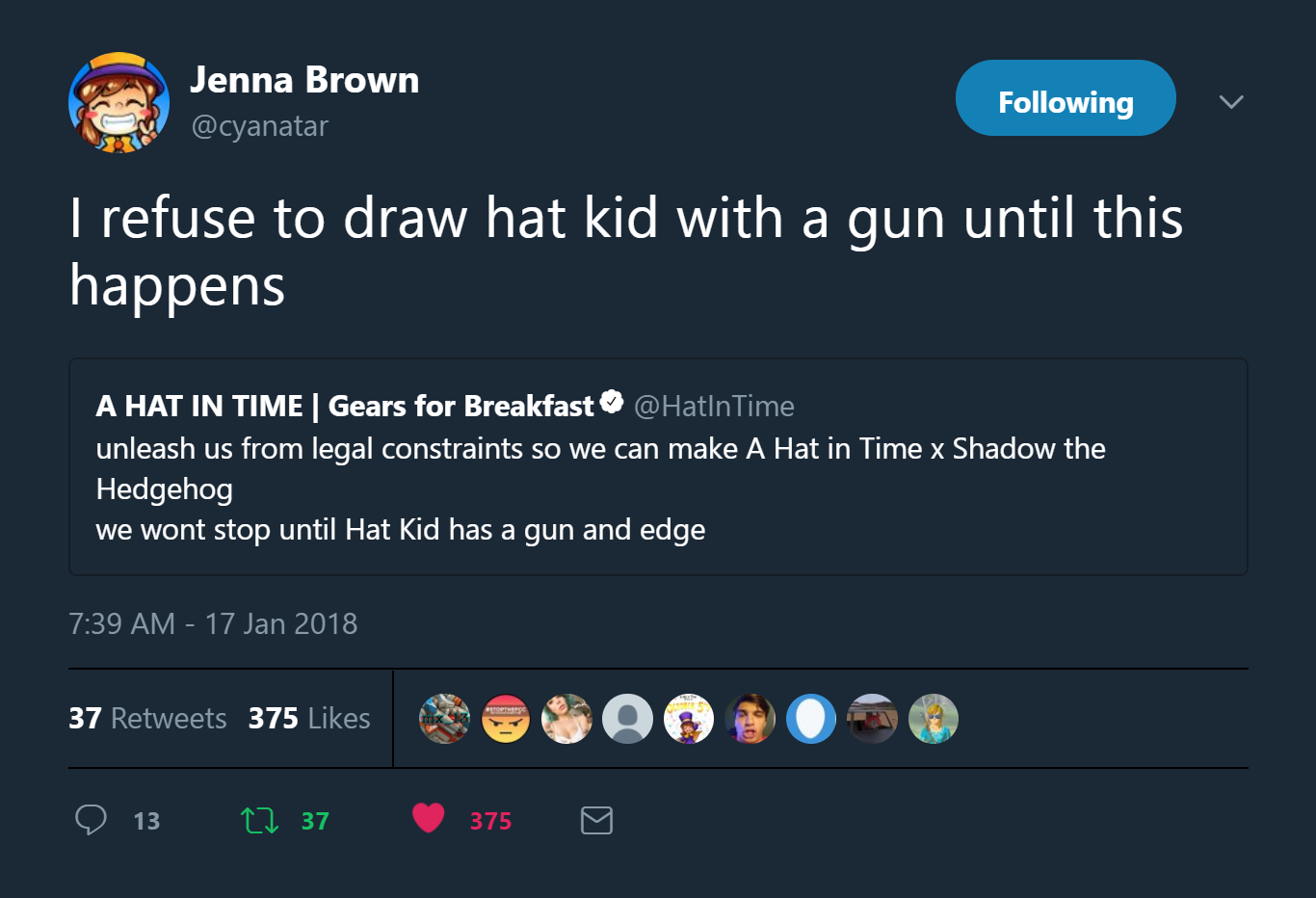 HAT KID WITH GUN WHEN A Hat in Time Know Your Meme