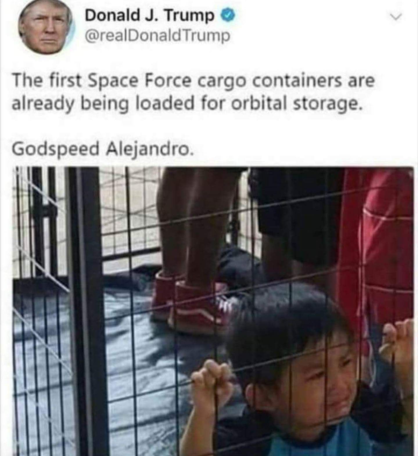 Donald J Trump @Realdonaldtrump The First Space Force Cargo Containers Donald J Trump @Realdonaldtrump The First Space Force Cargo Containers