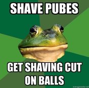 Foul-bachelor-frog-shave-pubes-get-shaving-cut-on-balls