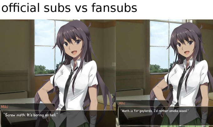 Official Subs vs Fan Subs [from r/animemes] : r/katawashoujo